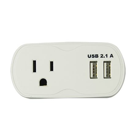 Kab Enterprise Outlet Tap, Surge, USB, 2 USB/1 Outlet(s) White CT-085B-1